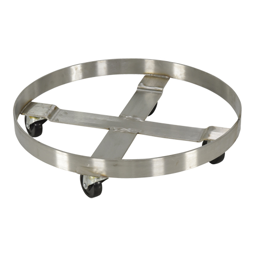 Drum Dollies, Stainless Steel, 800 lbs. Capacity, 23-1/4" Diameter, Rubber Casters Superchem Industries