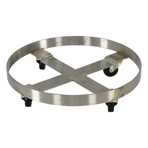 Drum Dollies, Stainless Steel, 800 lbs. Capacity, 23-1/4" Diameter, Rubber Casters Superchem Industries
