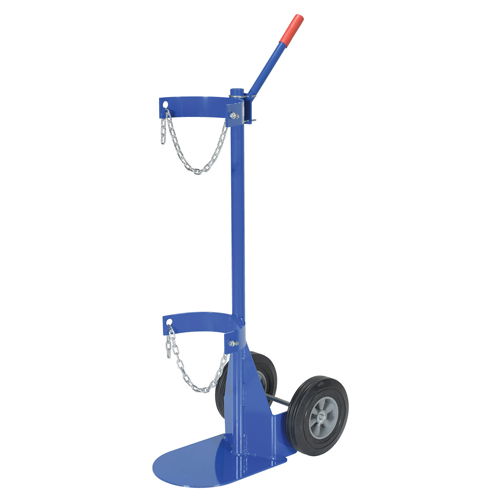 Gas Cylinder Cart, Rubber Wheels, 12" W x 15-1/2" L Base, 500 lbs. Superchem Industries