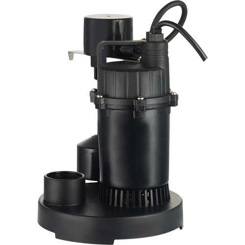 Thermoplastic Submersible Sump Pump, 2560 GPH, 115 V, 4.6 A, 1/3 HP Superchem Industries