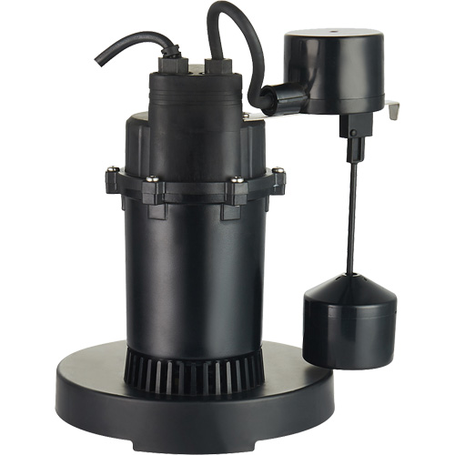 Thermoplastic Submersible Sump Pump, 2560 GPH, 115 V, 4.6 A, 1/3 HP Superchem Industries