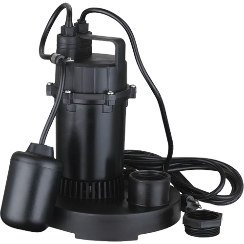 Thermoplastic Submersible Sump Pump, 2560 GPH, 115 V, 4.6 A, 1/3 HP Superchem Industries