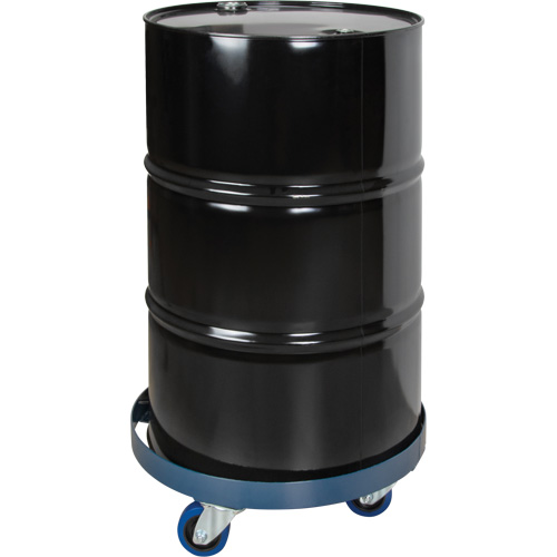 Chariot pour baril, Acier, Capacit&eacute;e 1400 lb, Diam&egrave;tre 24", Roue en &eacute;lastique bleu Superchem Industries