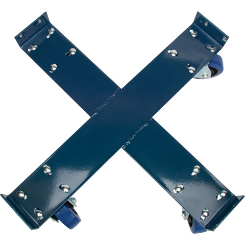 Drum Dolly, Steel, 1400 lbs. Capacity, 24" Diameter, Blue Elastic Casters Superchem Industries