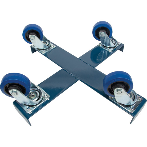 Drum Dolly, Steel, 1400 lbs. Capacity, 24" Diameter, Blue Elastic Casters Superchem Industries