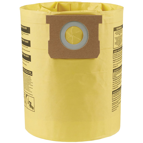 Sacs filtrants pour d&eacute;bris secs jetables &agrave; haute efficacit&eacute; de type H, 5 - 8 gal. US Superchem Industries