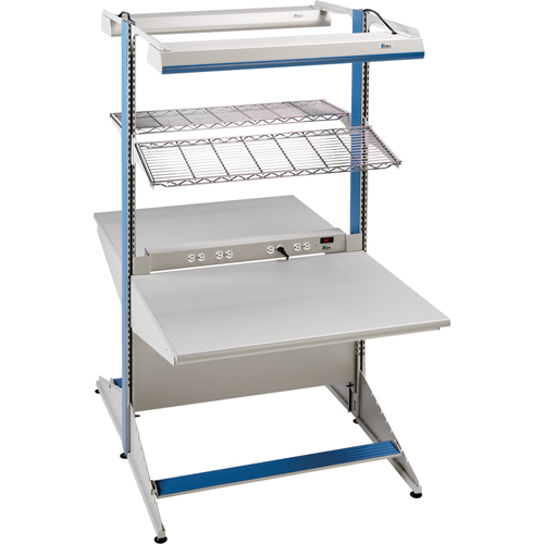 Postes de travail modulaires ergonomiques - Exemples de configurations - A-DC Ajouts de coin &agrave; deux c&ocirc;t&eacute;s, 36" la x 56" p x 84" h, Ajout de coin &agrave; deux c&ocirc;t&eacute;s Superchem Industries