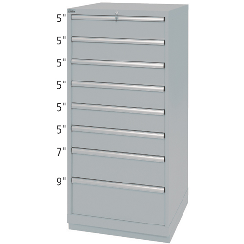 Drawer Cabinets, 8 Drawers, 28-1/4" W x 28-1/2" D x 59-1/2" H, Grey Superchem Industries
