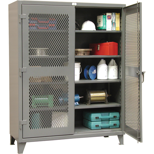 Armoires de rangement robustes ventil&eacute;es, 4 Tablettes, 72" h x 48" la x 24" p, Acier, Gris Superchem Industries