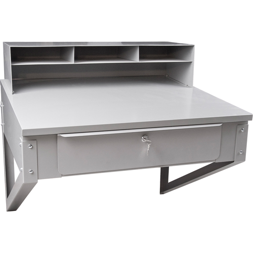 Wall-Mounted Shop Desk, 34-1/2" W x 28" D x 31" H, Grey Superchem Industries