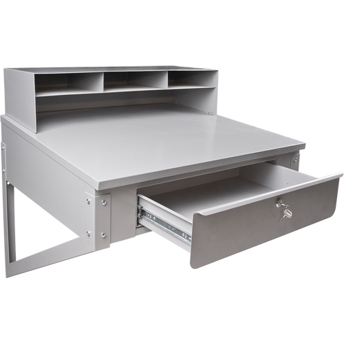 Wall-Mounted Shop Desk, 34-1/2" W x 28" D x 31" H, Grey Superchem Industries