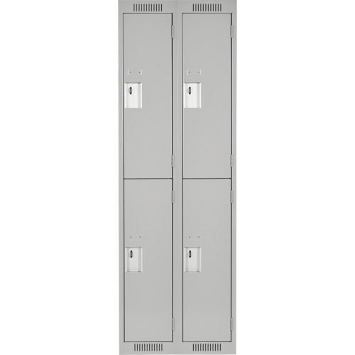 Clean Line Lockers, 2 -tier, Bank of 2, 24" x 18" x 72", Steel, Grey, Rivet (Assembled) Superchem Industries