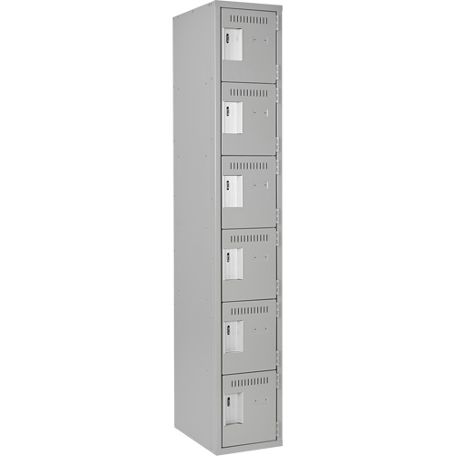 Clean Line Lockerettes, 6 -tier, 12" x 18" x 72", Steel, Grey, Rivet (Assembled) Superchem Industries