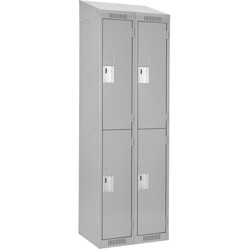 Clean Line Lockers, 2 -tier, Bank of 2, 24" x 18" x 78", Steel, Grey, Rivet (Assembled) Superchem Industries