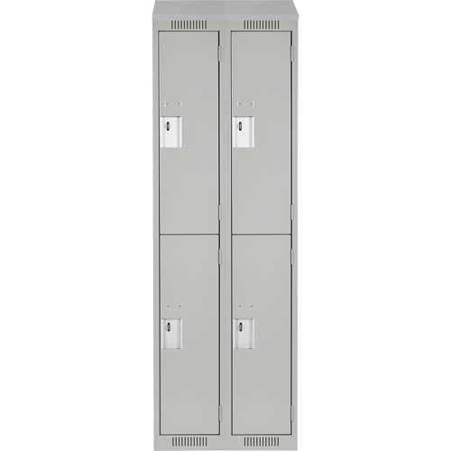 Clean Line Lockers, 2 -tier, Bank of 2, 24" x 18" x 78", Steel, Grey, Rivet (Assembled) Superchem Industries