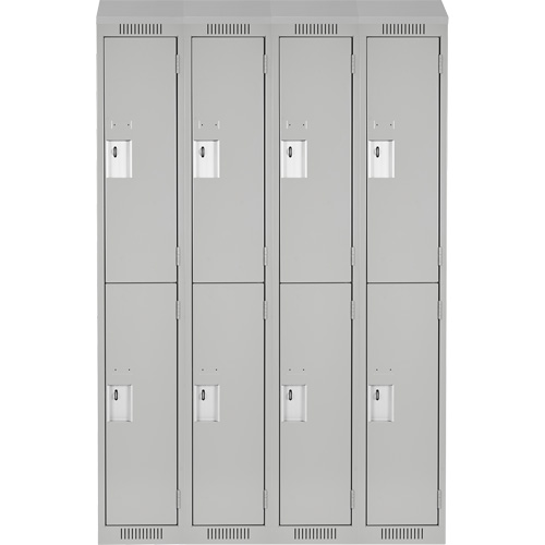Clean Line Lockers, 2 -tier, Bank of 4, 48" x 18" x 78", Steel, Grey, Rivet (Assembled) Superchem Industries