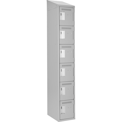 Clean Line Lockerette , 6 -tier, 12" x 18" x 78", Steel, Grey, Rivet (Assembled) Superchem Industries