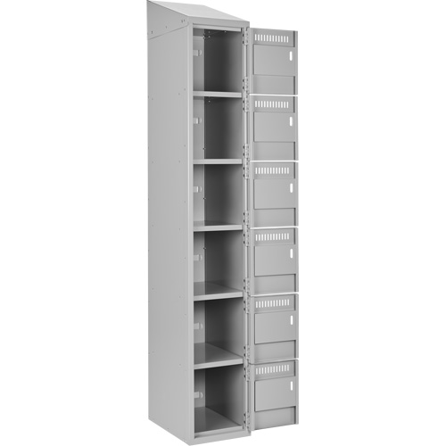 Clean Line Lockerette , 6 -tier, Bank of 4, 48" x 18" x 78", Steel, Grey, Rivet (Assembled) Superchem Industries