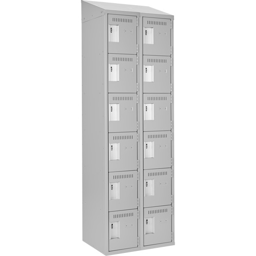 Clean Line Lockerette , 6 -tier, Bank of 2, 24" x 18" x 78", Steel, Grey, Rivet (Assembled) Superchem Industries