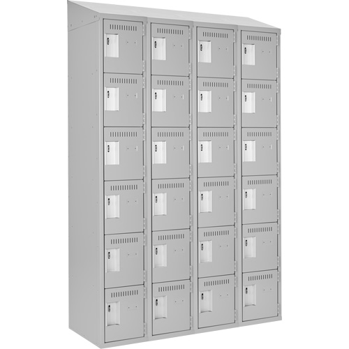 Clean Line Lockerette , 6 -tier, Bank of 4, 48" x 18" x 78", Steel, Grey, Rivet (Assembled) Superchem Industries