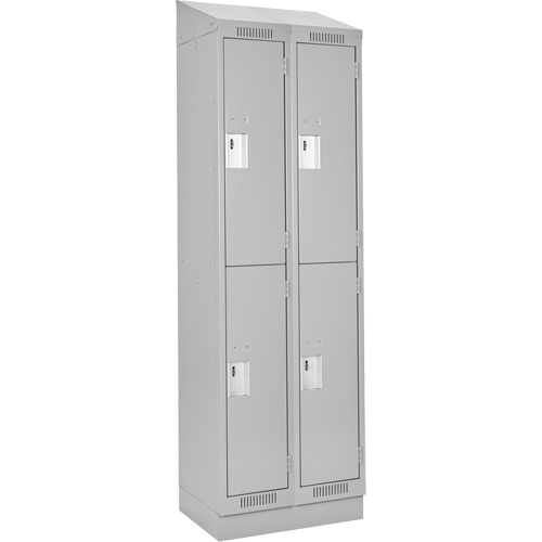 Clean Line Lockers, 2 -tier, Bank of 2, 24" x 18" x 82", Steel, Grey, Rivet (Assembled) Superchem Industries