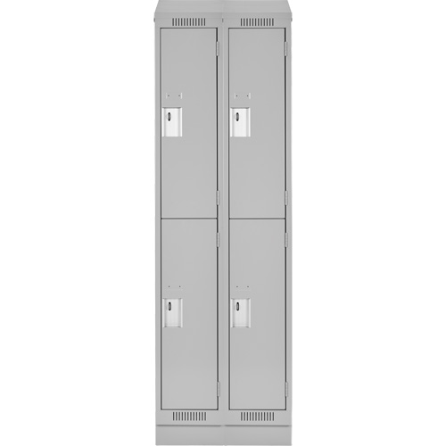 Clean Line Lockers, 2 -tier, Bank of 2, 24" x 18" x 82", Steel, Grey, Rivet (Assembled) Superchem Industries