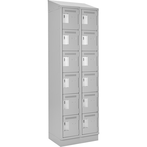 Clean Line Lockerette, 6 -tier, Bank of 2, 24" x 18" x 82", Steel, Grey, Rivet (Assembled) Superchem Industries