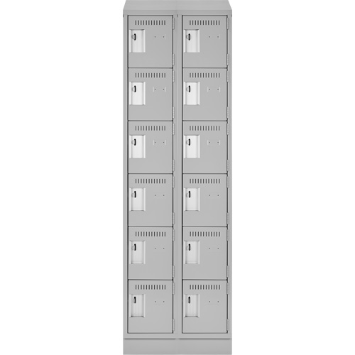 Clean Line Lockerette, 6 -tier, Bank of 2, 24" x 18" x 82", Steel, Grey, Rivet (Assembled) Superchem Industries