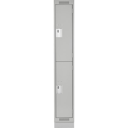 Clean Line Lockers, 2 -tier, 12" x 18" x 76", Steel, Grey, Rivet (Assembled) Superchem Industries