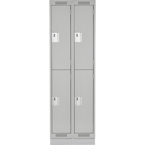 Clean Line Lockers, 2 -tier, Bank of 2, 24" x 18" x 76", Steel, Grey, Rivet (Assembled) Superchem Industries