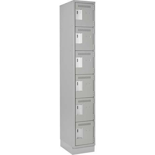 Petits casiers Clean Line, 6 niveaux, 12" x 18" x 76", Acier, Gris, Rivet (assembl&eacute;) Superchem Industries