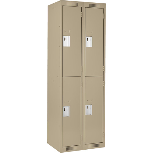 Clean Line Lockers, 2 -tier, Bank of 2, 24" x 18" x 72", Steel, Beige, Rivet (Assembled) Superchem Industries