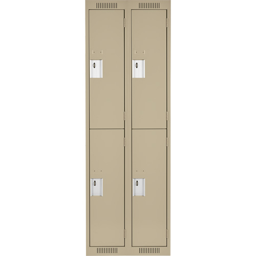 Clean Line Lockers, 2 -tier, Bank of 2, 24" x 18" x 72", Steel, Beige, Rivet (Assembled) Superchem Industries