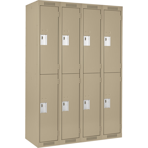 Clean Line Lockers, 2 -tier, Bank of 4, 48" x 18" x 72", Steel, Beige, Rivet (Assembled) Superchem Industries