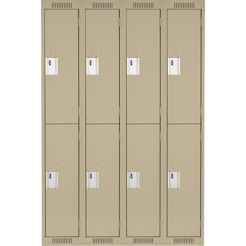 Clean Line Lockers, 2 -tier, Bank of 4, 48" x 18" x 72", Steel, Beige, Rivet (Assembled) Superchem Industries