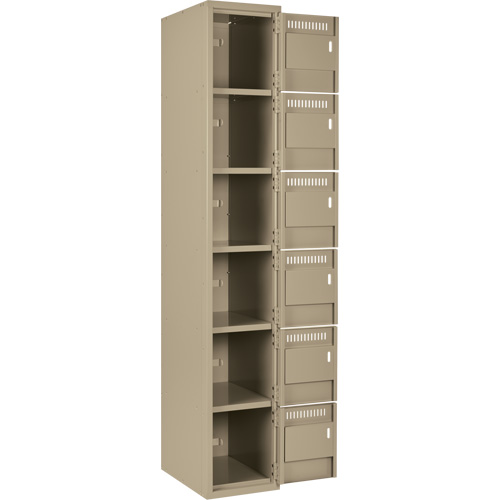 Clean Line Lockerette, 6 -tier, Bank of 4, 48" x 18" x 72", Steel, Beige, Rivet (Assembled) Superchem Industries