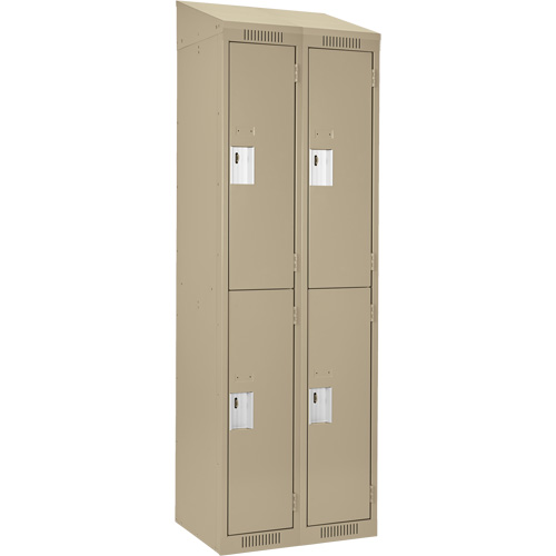 Clean Line Lockers, 2 -tier, Bank of 2, 24" x 18" x 78", Steel, Beige, Rivet (Assembled) Superchem Industries