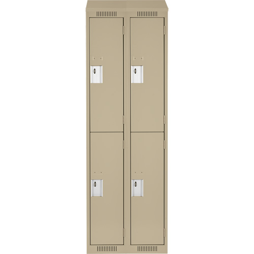 Clean Line Lockers, 2 -tier, Bank of 2, 24" x 18" x 78", Steel, Beige, Rivet (Assembled) Superchem Industries