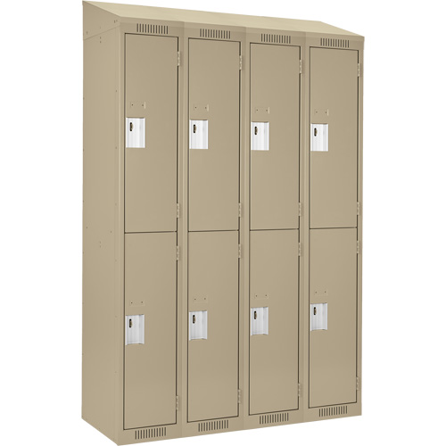 Clean Line Lockers, 2 -tier, Bank of 4, 48" x 18" x 78", Steel, Beige, Rivet (Assembled) Superchem Industries