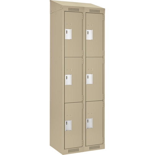 Clean Line Lockers, 3 -tier, Bank of 2, 24" x 18" x 78", Steel, Beige, Rivet (Assembled) Superchem Industries