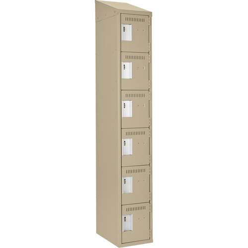 Clean Line Lockerette, 6 -tier, 12" x 18" x 78", Steel, Beige, Rivet (Assembled) Superchem Industries