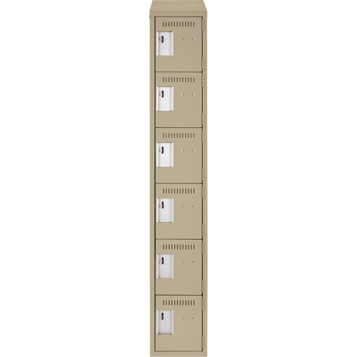 Clean Line Lockerette, 6 -tier, 12" x 18" x 78", Steel, Beige, Rivet (Assembled) Superchem Industries