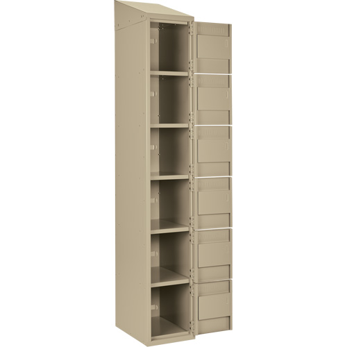 Clean Line Lockerette, 6 -tier, Bank of 4, 48" x 18" x 78", Steel, Beige, Rivet (Assembled) Superchem Industries
