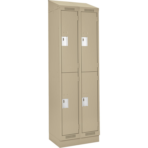 Clean Line Lockers, 2 -tier, Bank of 2, 24" x 18" x 82", Steel, Beige, Rivet (Assembled) Superchem Industries
