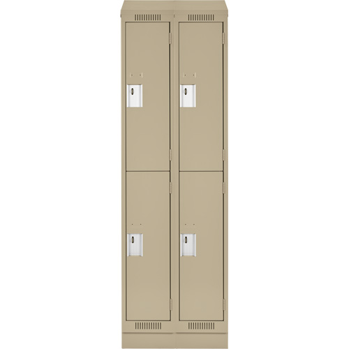 Clean Line Lockers, 2 -tier, Bank of 2, 24" x 18" x 82", Steel, Beige, Rivet (Assembled) Superchem Industries