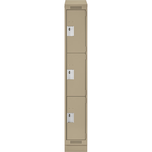 Casiers Clean Line, 3 niveaux, 12" x 18" x 82", Acier, Beige, Rivet (assembl&eacute;) Superchem Industries