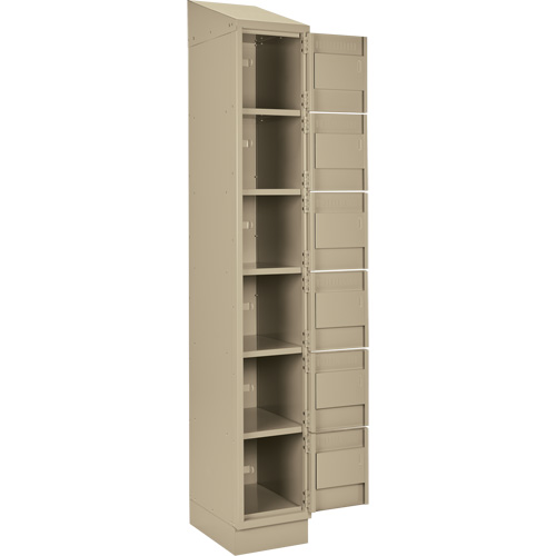 Clean Line Lockerette , 6 -tier, Bank of 4, 48" x 18" x 82", Steel, Beige, Rivet (Assembled) Superchem Industries
