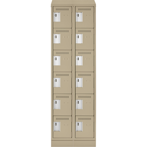Clean Line Lockerette , 6 -tier, Bank of 2, 24" x 18" x 82", Steel, Beige, Rivet (Assembled) Superchem Industries
