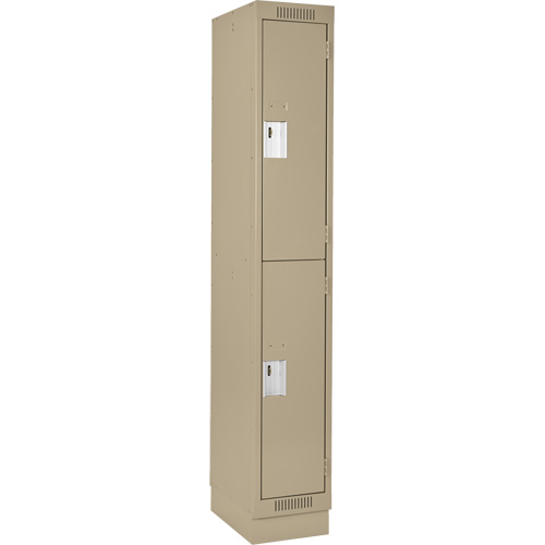 Clean Line Lockers, 2 -tier, 12" x 18" x 76", Steel, Beige, Rivet (Assembled) Superchem Industries
