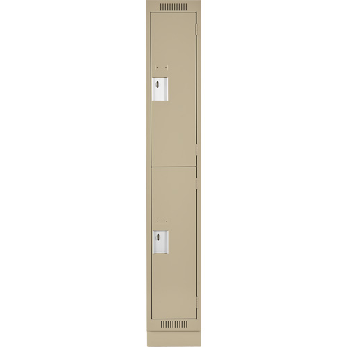Clean Line Lockers, 2 -tier, 12" x 18" x 76", Steel, Beige, Rivet (Assembled) Superchem Industries